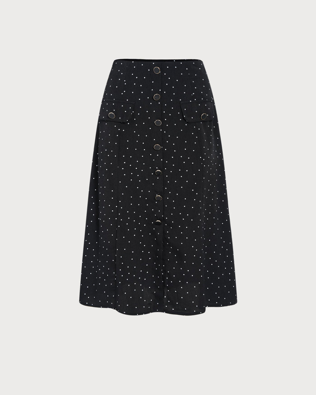 Svart Prickig Midi Kjol
