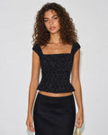 Svart Fyrkantig Nacke Polka Dot Tank Top